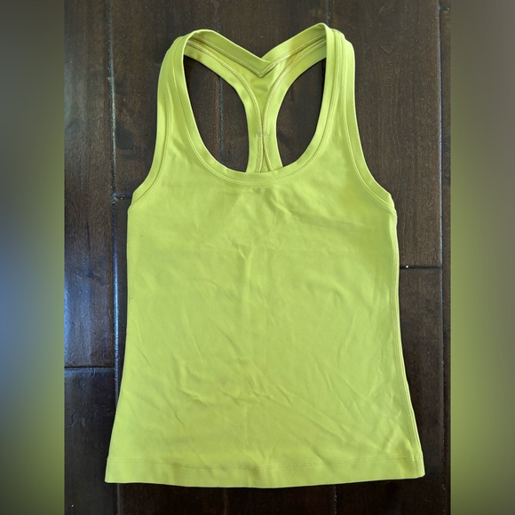 Lululemon Cool Racerback Tank Shorter Length Size 2, Yellow, Copper Brown - Picture 2 of 5